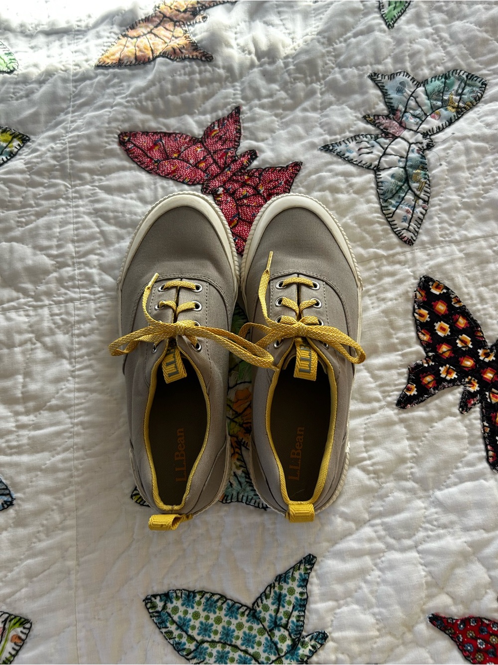 L.L. Bean Beige and Yellow Sneakers